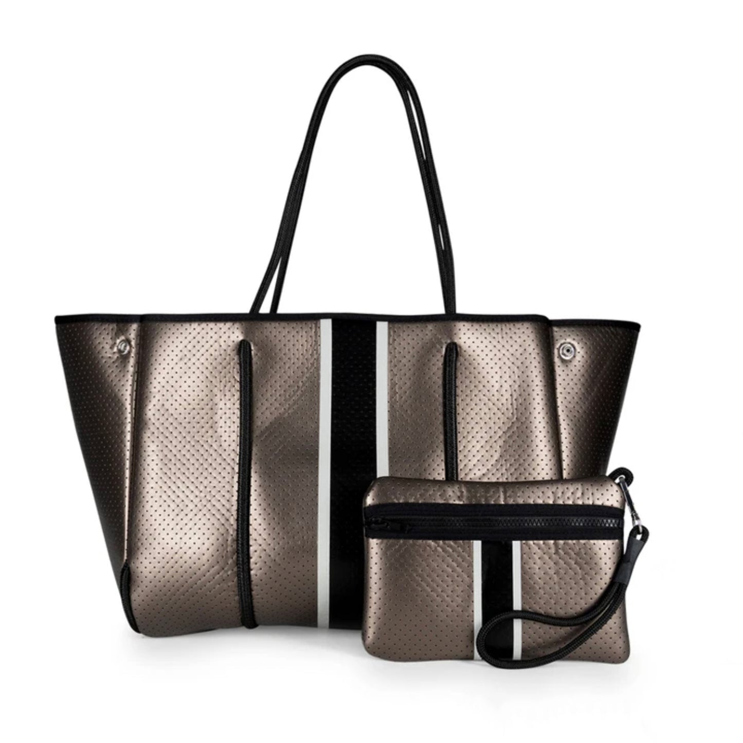 Haute Shore Greyson Tote Ritz. The Greyson tote is a certified favorite everyday tote! Designed to last, this neoprene tote is the perfect mixture of luxury, style, and functionality to take on the go! The best bag you will ever own!