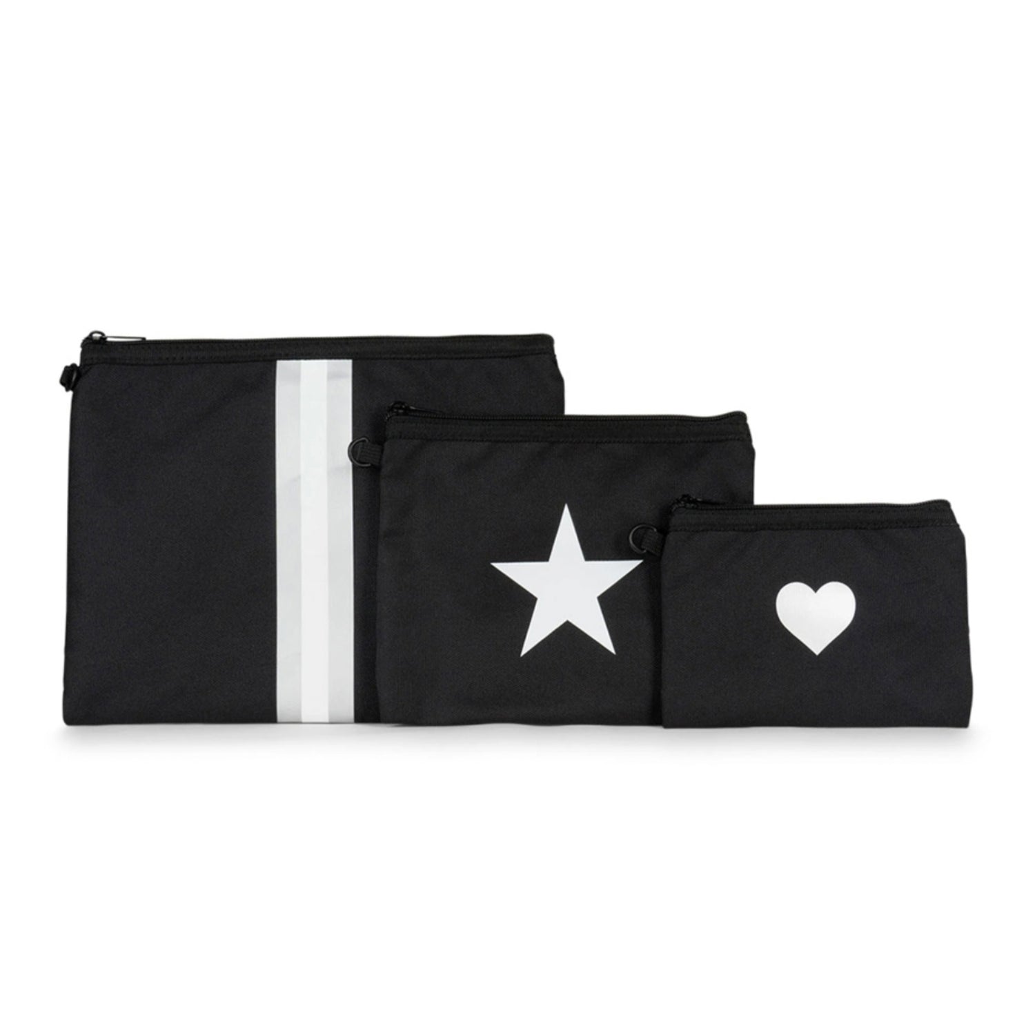 Haute Shore Jett Set Pouch. Trio of Nylon pouch sets with attachable wristlet