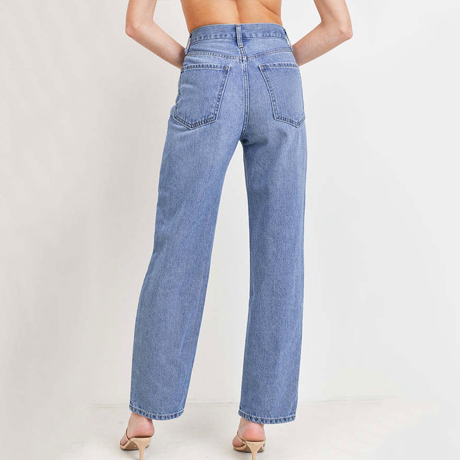 Just Black Denim High Rise Criss Cross Straight Jean. This is the jean of the season! These fun jeans have a criss cross fly, high waist, and straight leg with a cropped hem