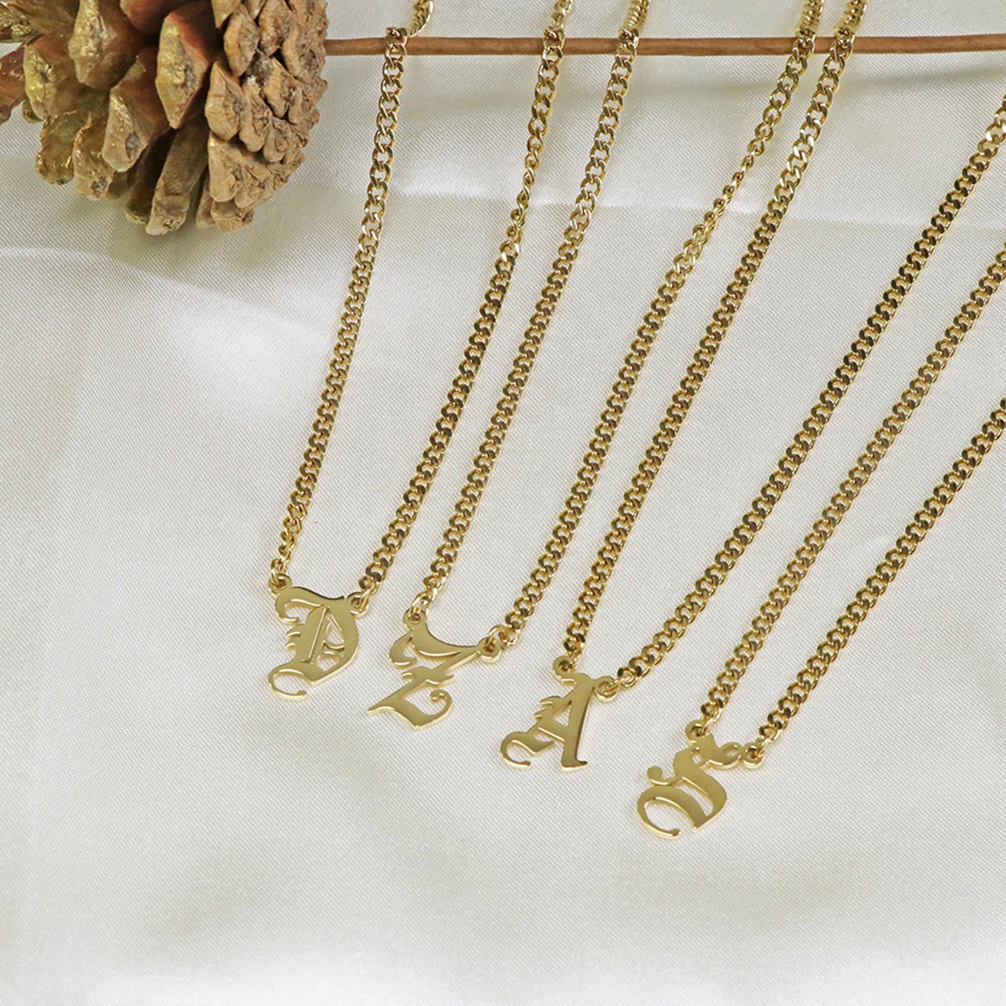 Old English Initial Necklace. This letter initial necklace makes for a meaningful personalized gift for you or someone special. Perfect for any occasion and meant for everyday wear