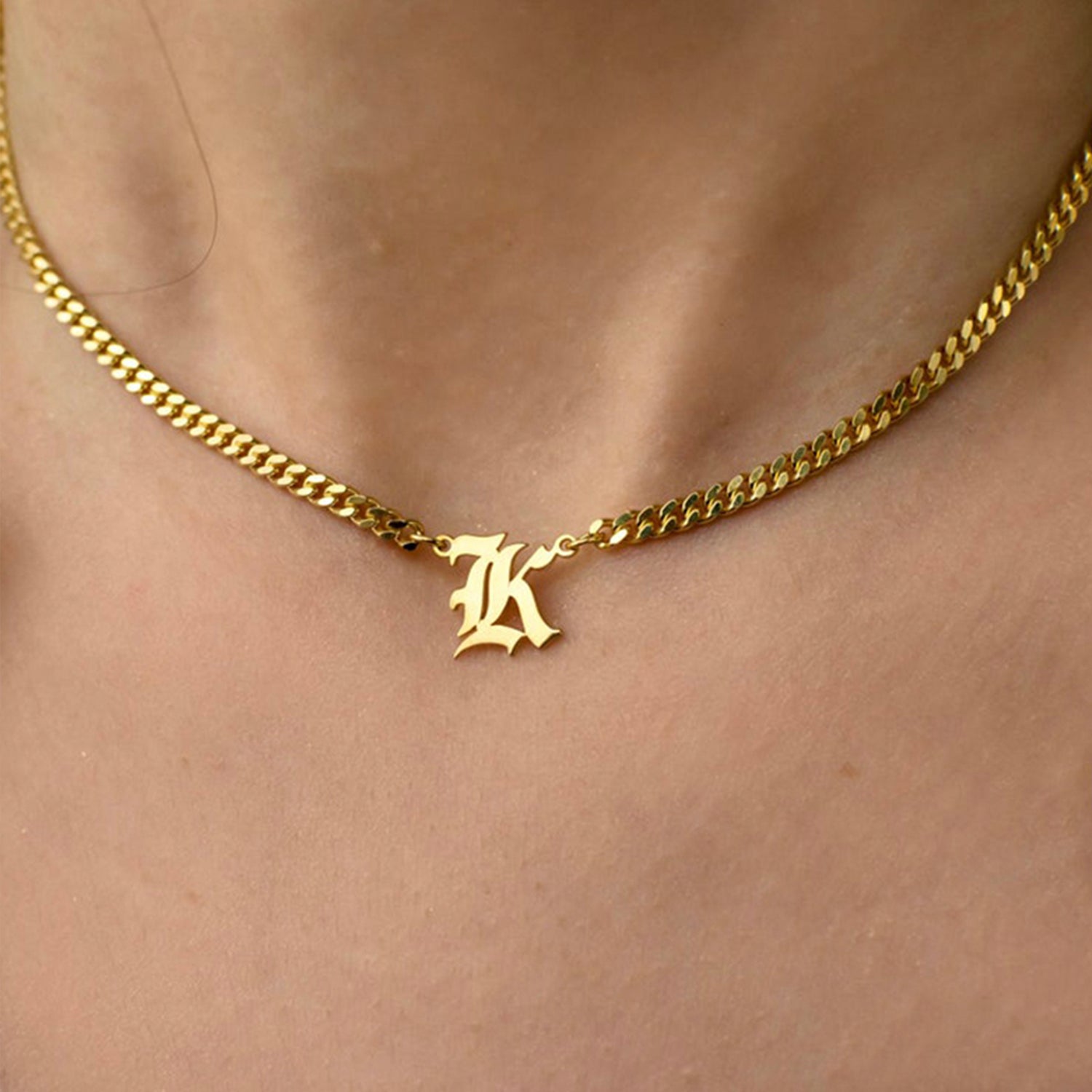 Old English Initial Necklace. This letter initial necklace makes for a meaningful personalized gift for you or someone special. Perfect for any occasion and meant for everyday wear
