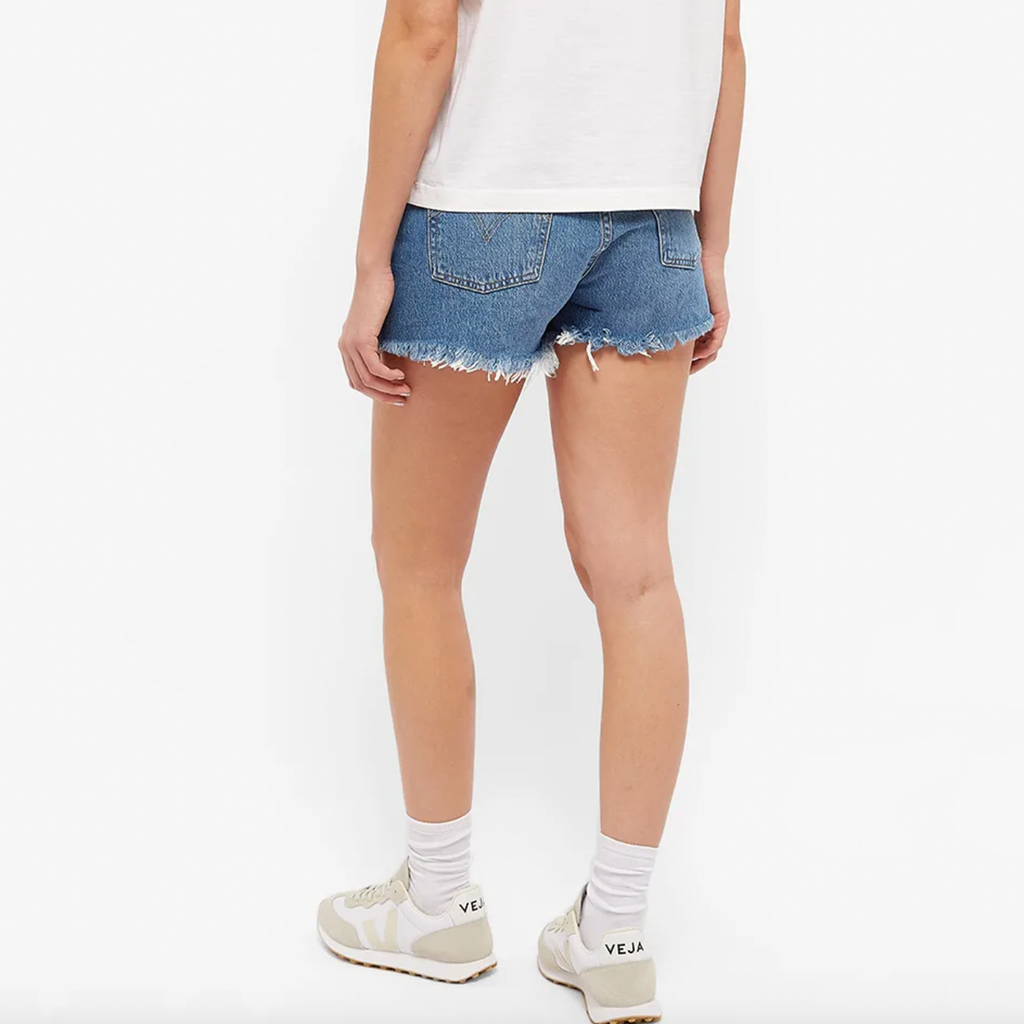 Levi's 501 Original Short. 501 shorts are a classic. This time, they’re reworked to high-rise, boyfriend fit shorts. Crafted from a premium denim blend, they’re styled in blue and offer a slight stretch for optimum comfort that lasts all-day long