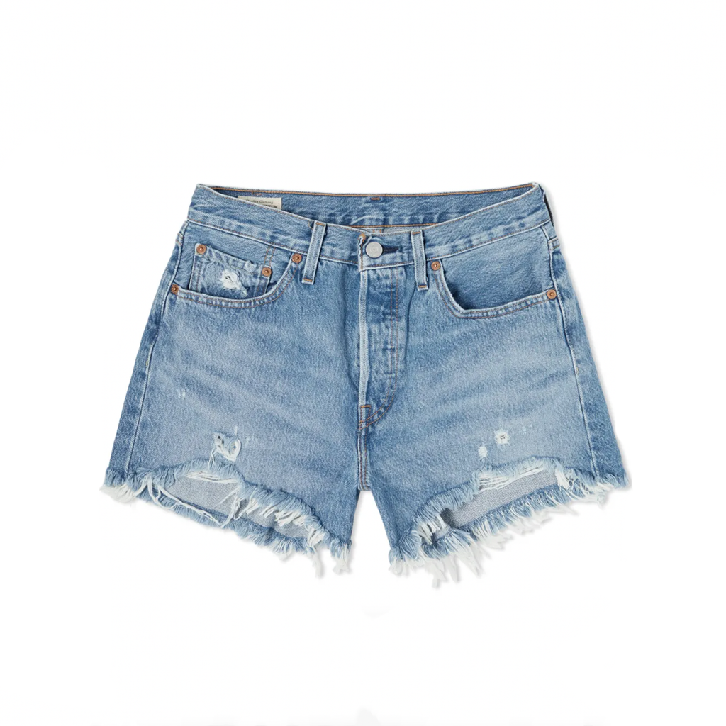 Levi's 501 Original Short. 501 shorts are a classic. This time, they’re reworked to high-rise, boyfriend fit shorts. Crafted from a premium denim blend, they’re styled in blue and offer a slight stretch for optimum comfort that lasts all-day long