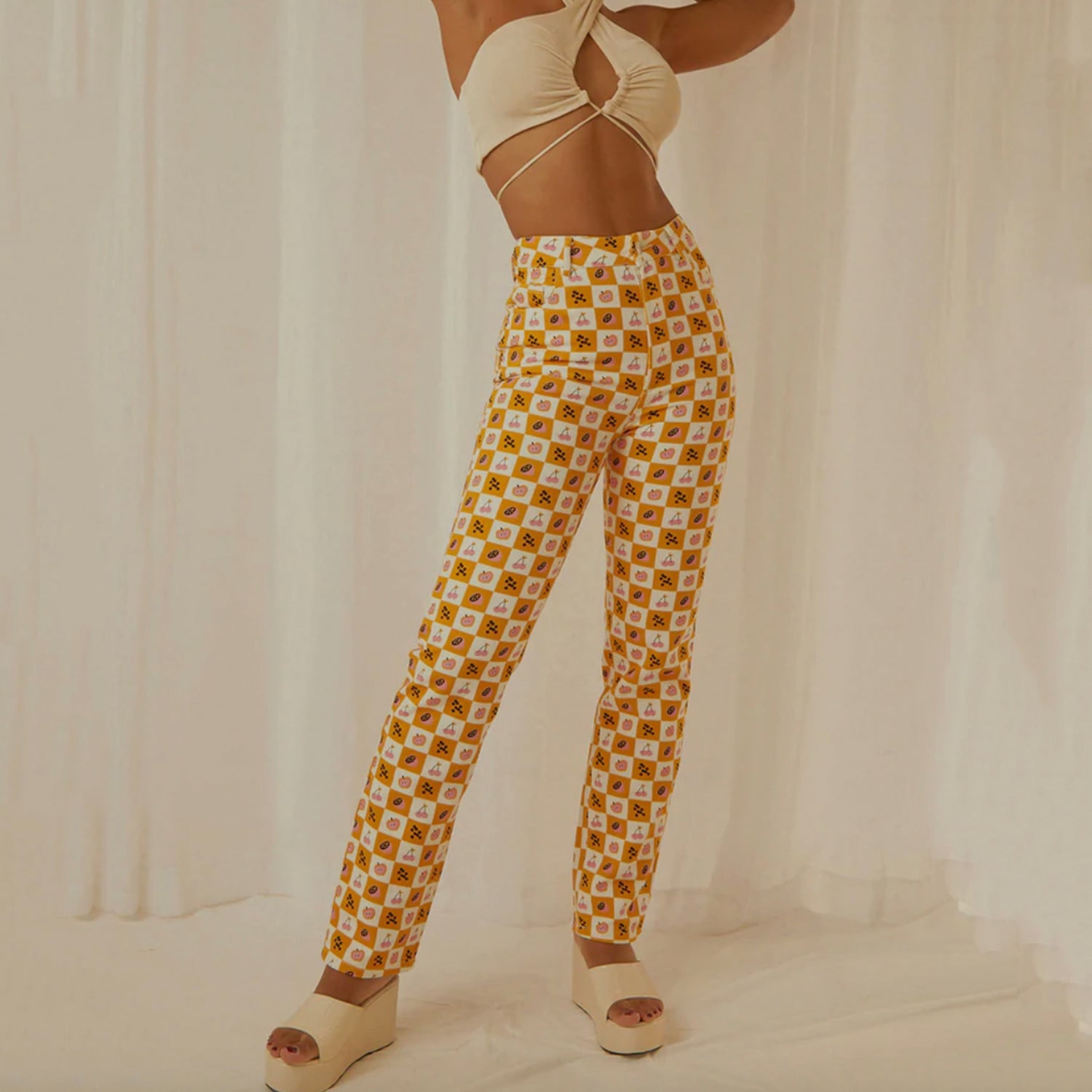 Pina Colada Pants. Level up your outfit game with our "Pina Colada" pants. We love these babies paired with a retro style crop, funky shades and chunky-soled biker boots