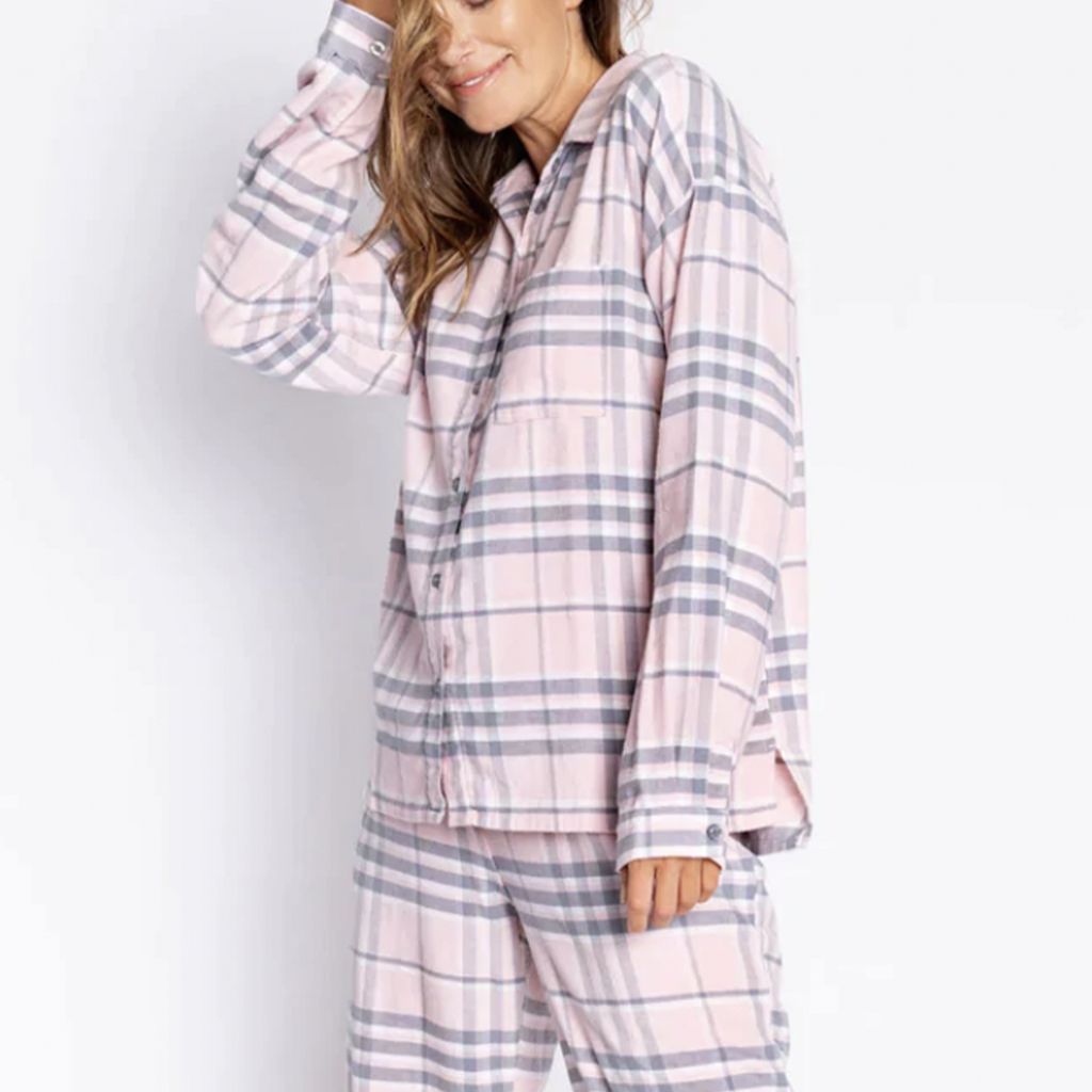 PJ Salvage Mad For Plaid Top. We love this cotton plaid pj top because of its 2 looks in one! A perfect button-down and a breathable pajama top! Consider this your invitation to start fall
