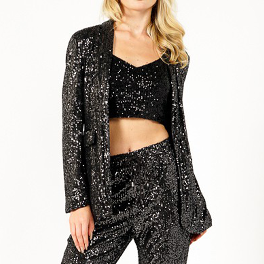 Glitter Blazer.A dazzling sequin blazer is the best of both worlds with polished work wear meeting night-out glam