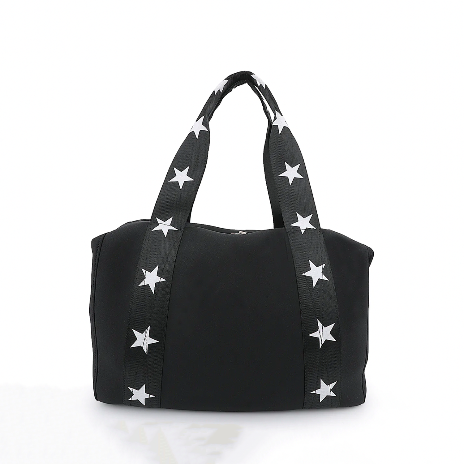 Vintage Havana Black Stars Tote. Perfect for everyday use, the Vintage Havana Star Tote is a spacious handbag for women with a modern, athleisure style with wide straps covered in stars. Use for the gym, an overnight trip, and more!