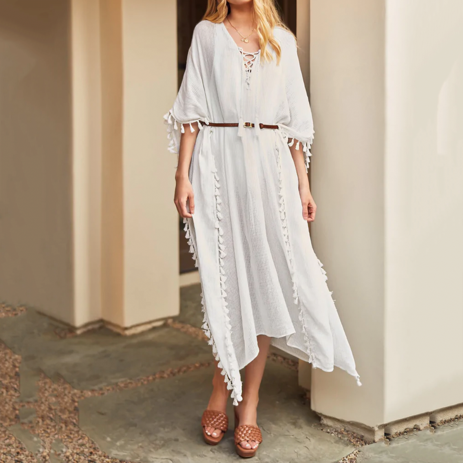 Walter Baker Acapulco Kaftan. Toss this kaftan over your swimsuit for a glam poolside look, then dress up with accessories for dinner and drinks!